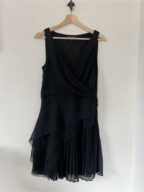 Banana Republic Black Sleeveless Draped Midi Dress